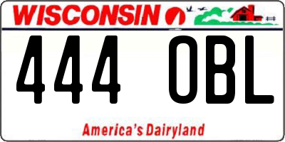 WI license plate 444OBL