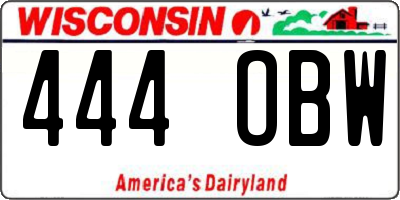 WI license plate 444OBW
