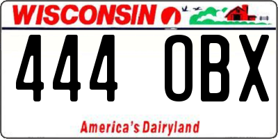 WI license plate 444OBX