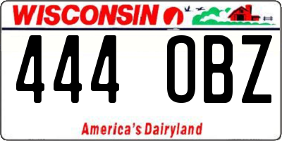 WI license plate 444OBZ