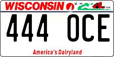 WI license plate 444OCE