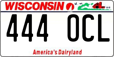 WI license plate 444OCL