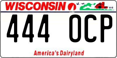 WI license plate 444OCP