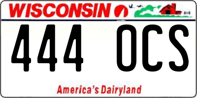 WI license plate 444OCS