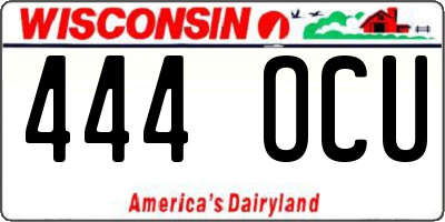 WI license plate 444OCU