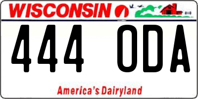 WI license plate 444ODA