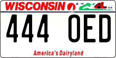 WI license plate 444OED