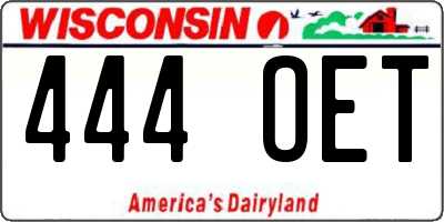 WI license plate 444OET
