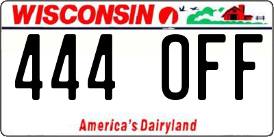 WI license plate 444OFF