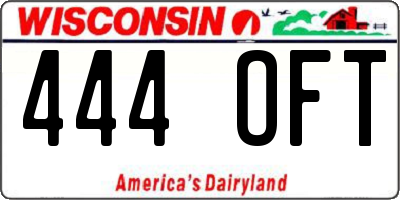 WI license plate 444OFT