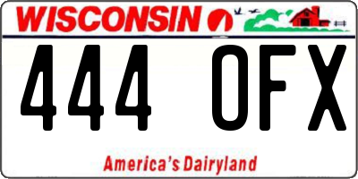 WI license plate 444OFX