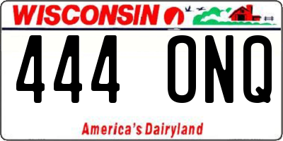 WI license plate 444ONQ