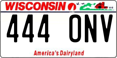 WI license plate 444ONV
