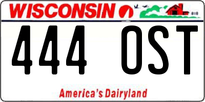 WI license plate 444OST