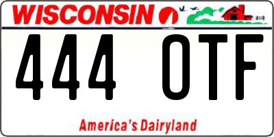 WI license plate 444OTF