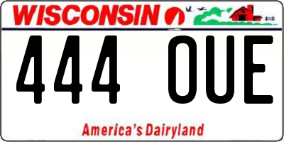 WI license plate 444OUE