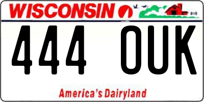WI license plate 444OUK