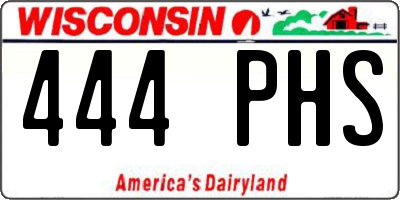 WI license plate 444PHS
