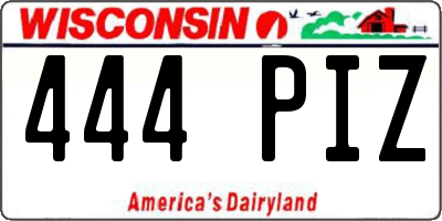 WI license plate 444PIZ