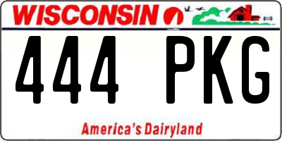 WI license plate 444PKG