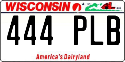 WI license plate 444PLB