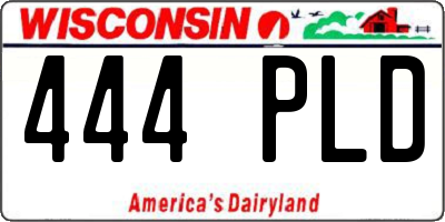 WI license plate 444PLD