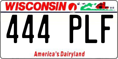 WI license plate 444PLF