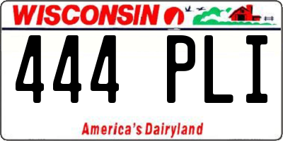 WI license plate 444PLI