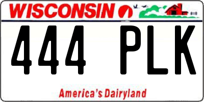 WI license plate 444PLK