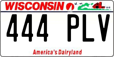 WI license plate 444PLV