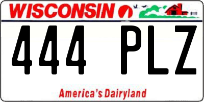 WI license plate 444PLZ