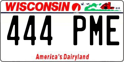 WI license plate 444PME
