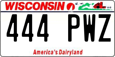 WI license plate 444PWZ