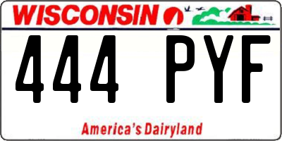 WI license plate 444PYF