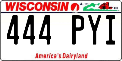 WI license plate 444PYI
