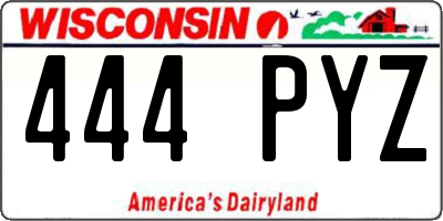 WI license plate 444PYZ