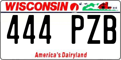 WI license plate 444PZB