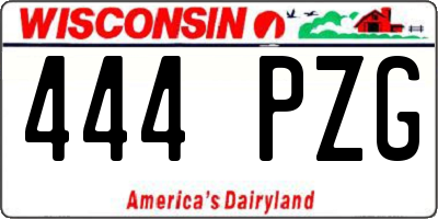 WI license plate 444PZG