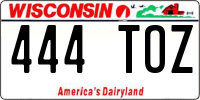 WI license plate 444TOZ