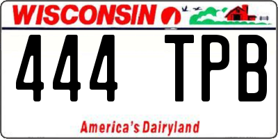 WI license plate 444TPB