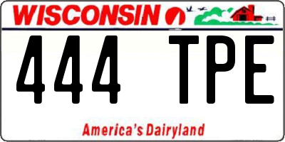 WI license plate 444TPE