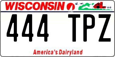 WI license plate 444TPZ