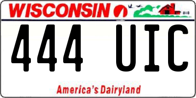 WI license plate 444UIC