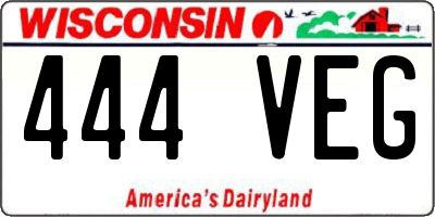 WI license plate 444VEG