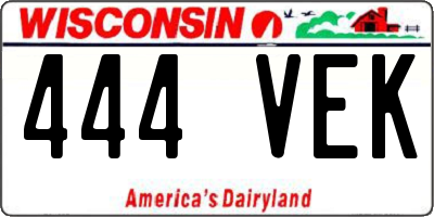 WI license plate 444VEK