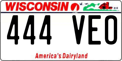 WI license plate 444VEO