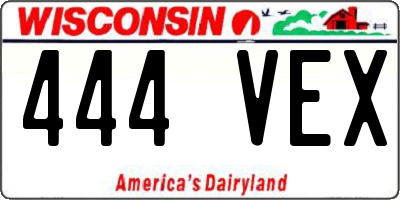 WI license plate 444VEX