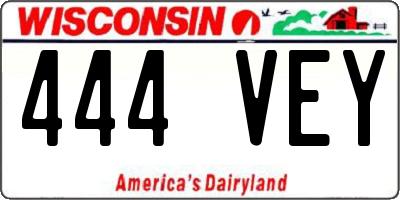 WI license plate 444VEY