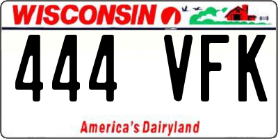 WI license plate 444VFK