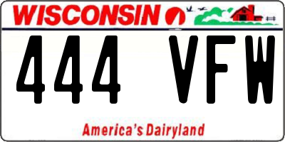 WI license plate 444VFW